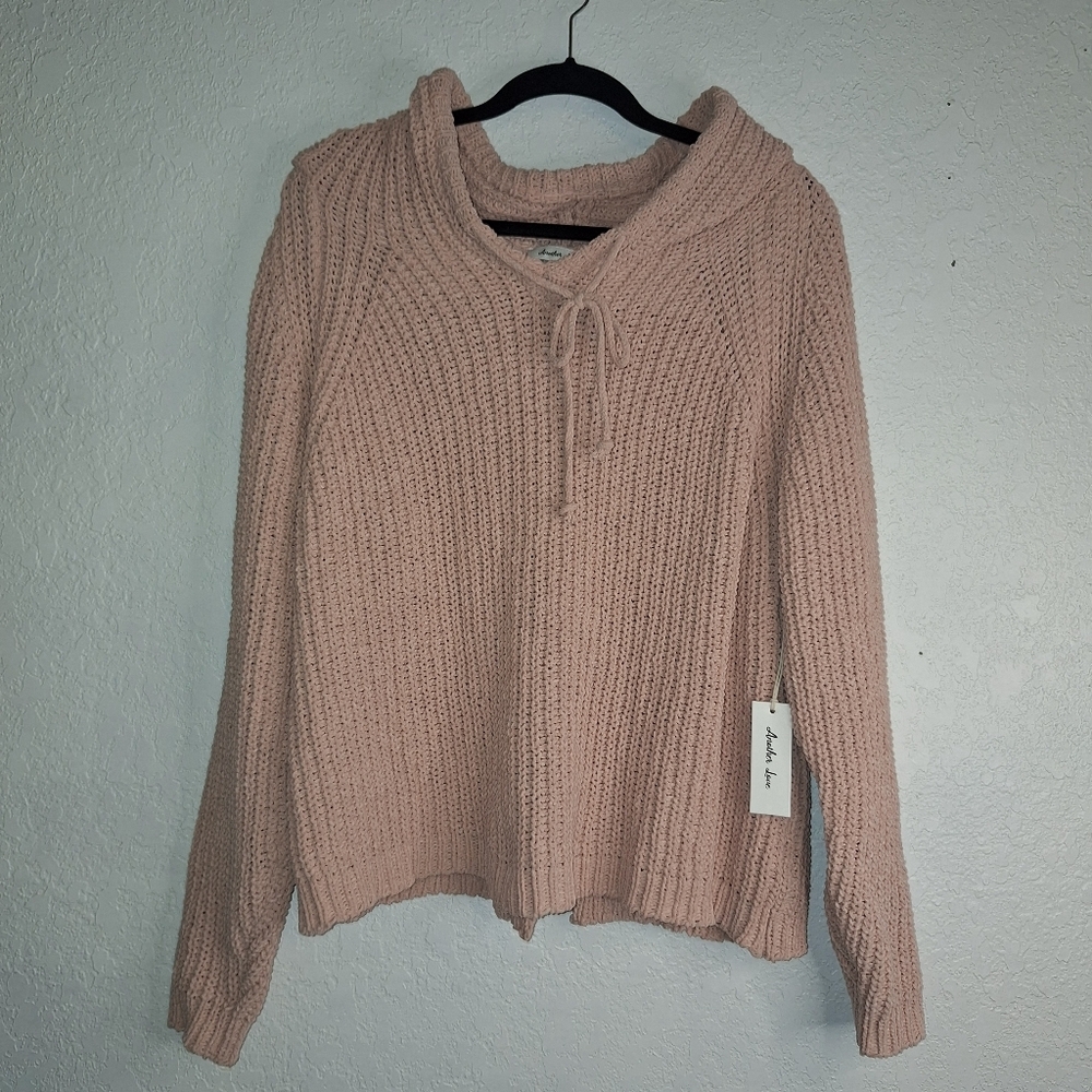 NWT Another Love Eden Pink Soft Sweater With Hood Size Medium